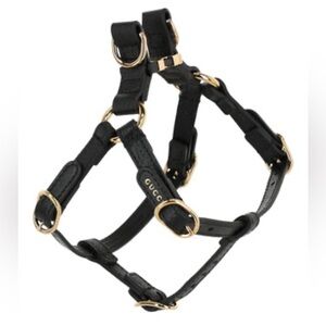 Gucci NWOT Demetra leather Black  Harness with Gold Accents